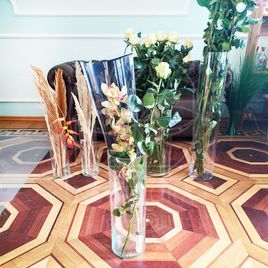 Стеклянная напольная ваза-цилиндр (высота 70см)