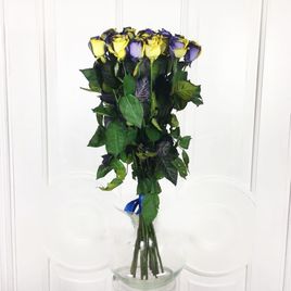 Букет 19 желто-синих роз (под заказ)