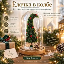 Ёлочка в колбе из сухого мха с дровишками
