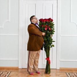 Букет 25 красных роз высотой 160см (для Сергея Роста)