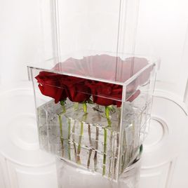 9 роз в акриловой коробке