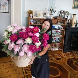 Большая шляпная коробка 51 пион микс