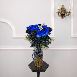 Букет 25 синих и черных роз (Эквадор)