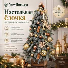 Настольная ёлочка из лапника нобилиса с золотым декором (80-100 см)