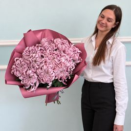 Букет 11 хризантем «Vienna Pink»