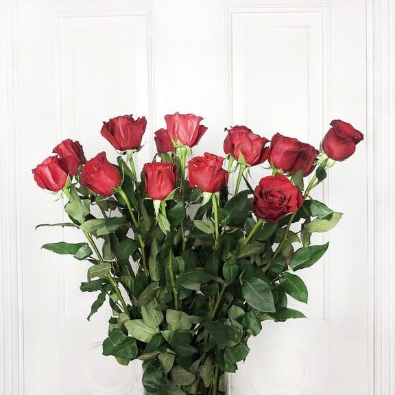 Букет 15 красных роз высотой 110см