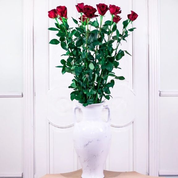 Букет 11 красных роз высотой 140см