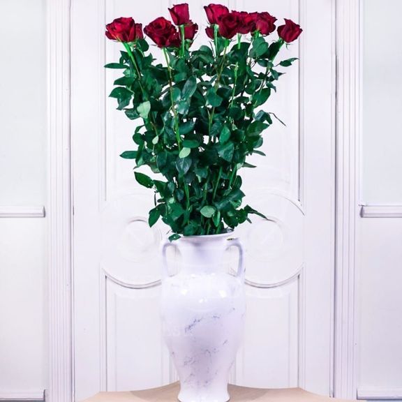 Букет 15 красных роз высотой 140см