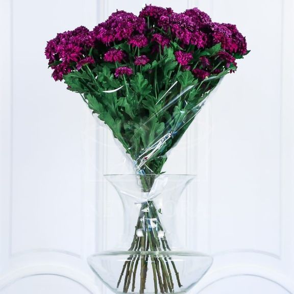Букет 15 фиолетовых хризантем