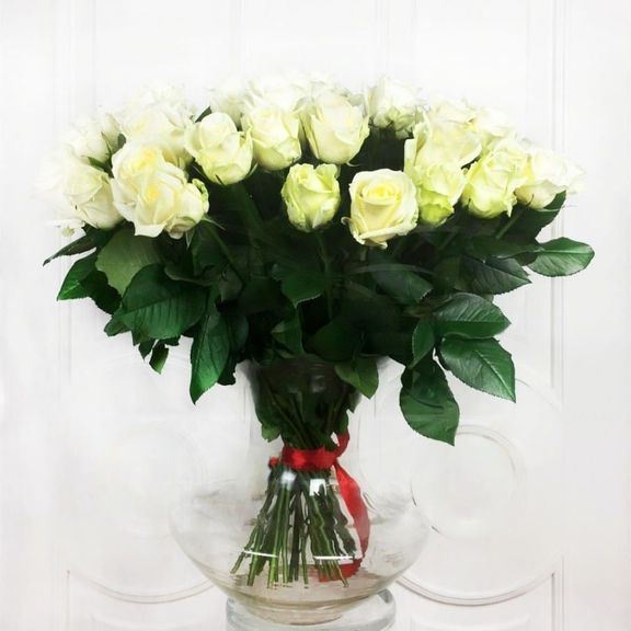 Букет 51 белая роза 50см (Голландия)