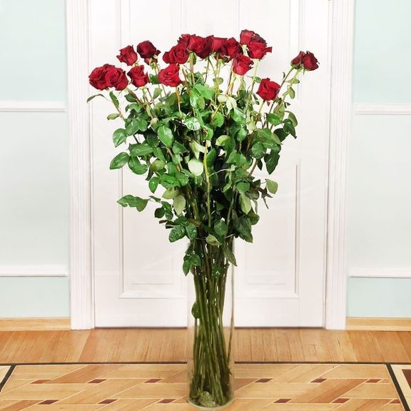 Букет 25 красных роз высотой 160см (заказчик Сергей Рост)
