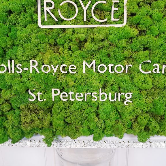 Картина из стабилизированного мха с логотипом (для Rolls-Royce St. Petersburg)