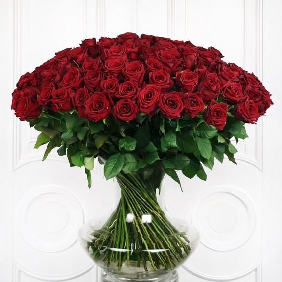 Букет 101 красная роза 60-70см (Эквадор)