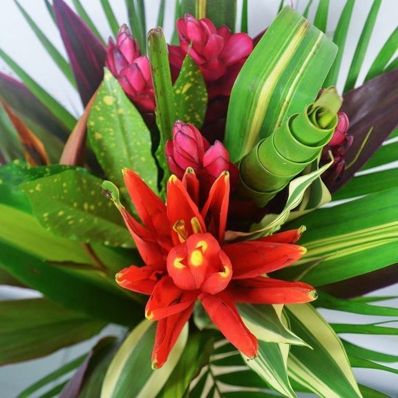 Экзотический букет с цветком Индокитайского банана и геликонией