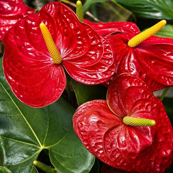 Антуриум Андрианум Туренза красный в горшке (Anthurium Andreanum Turenza) 40-60 см