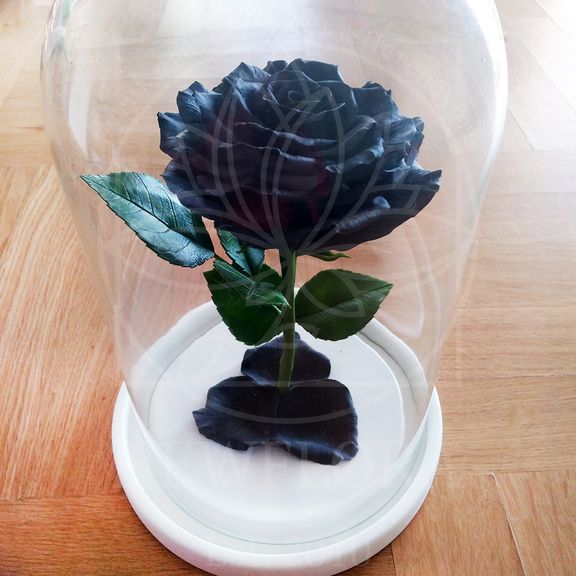 Керамическая черная роза в колбе (цвет на выбор)