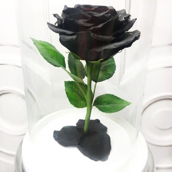 Керамическая черная роза в колбе (цвет на выбор)