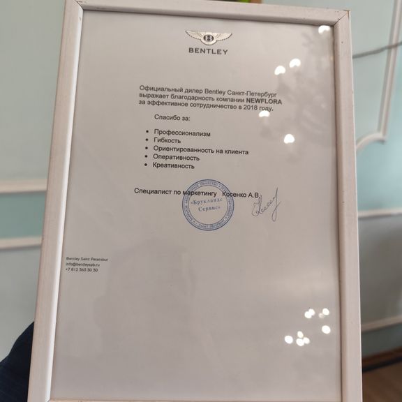 Букет 19 пионовидных ароматных роз с орхидеями и эвкалиптом (для Bentley Motors St.P)