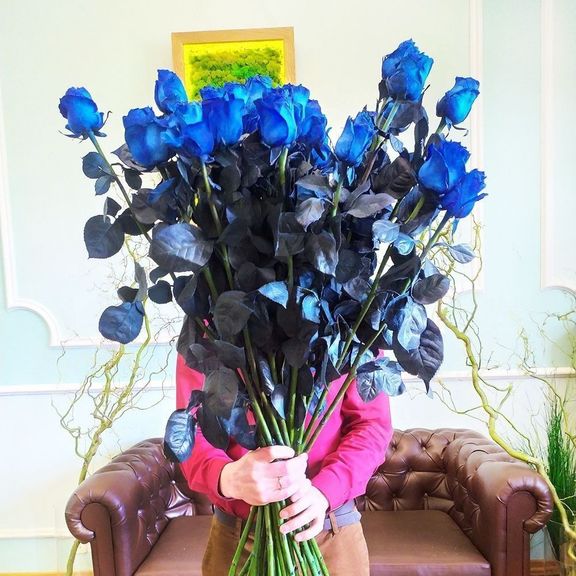 Роза крашенная синяя Tint M Blue 100см, Эквадор