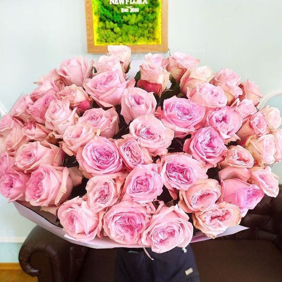 Букет 51 ароматная пионовидная роза Pink Ohara