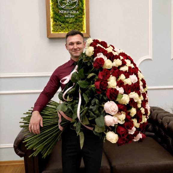 Букет 201 роза 100 см цвет микс (Эквадор)