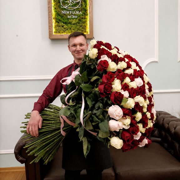 Букет 201 роза 100 см цвет микс (Эквадор)