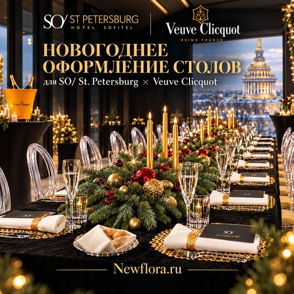Новогоднее украшение с нобилисом и свечами (для Veuve Clicquot и SO/ St. Petersburg)