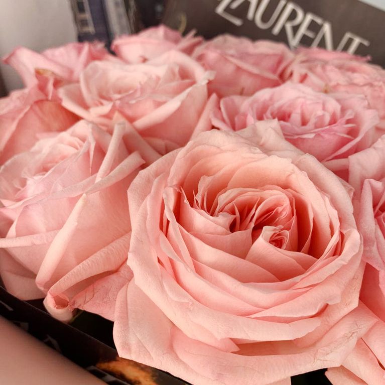 Букет 25 розовых роз 60см