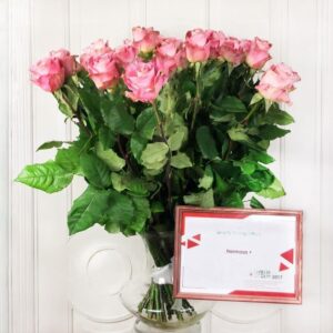 Букет 25 розовых роз Hermosa (Premium)