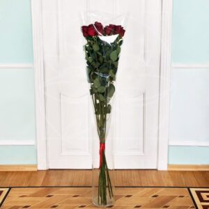 Букет 11 красных роз высотой 150см