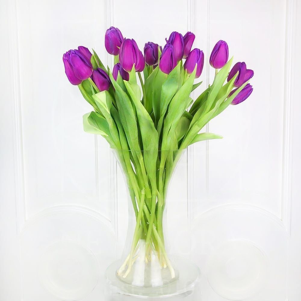 Букет 21 фиолетовый тюльпан (40-50см)