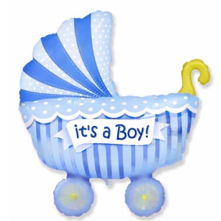 Воздушный шар «коляска» на рождение мальчика (100см)